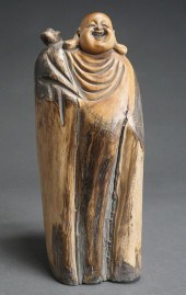 CHINESE CARVED WOOD FIGURE OF