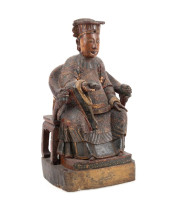 CHINESE CARVED WOOD FIGURE OF