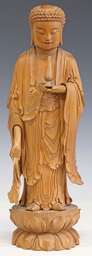 CHINESE CARVED WOOD FIGURE OF THE