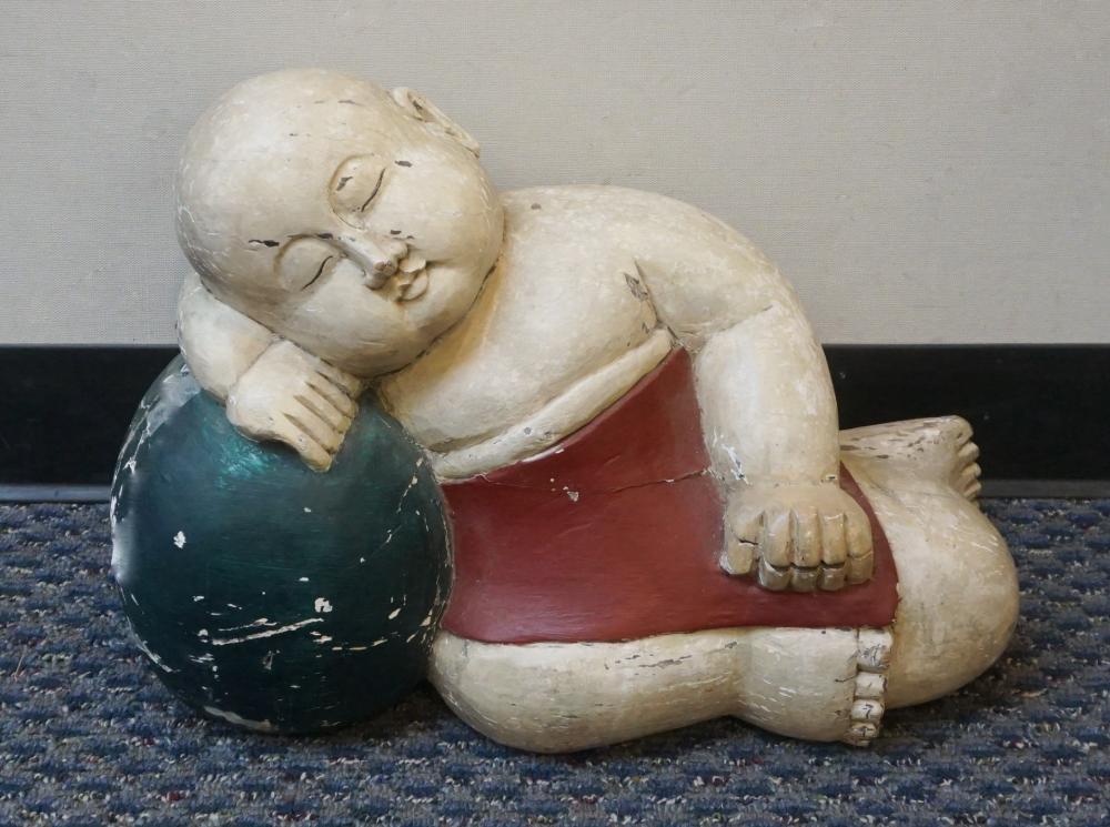 CHINESE CARVED WOOD FIGURE OF