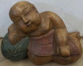 CHINESE CARVED WOOD FIGURE OF