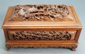CHINESE CARVED WOOD HINGED BOX