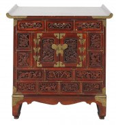CHINESE CARVED WOOD LOW CABINE