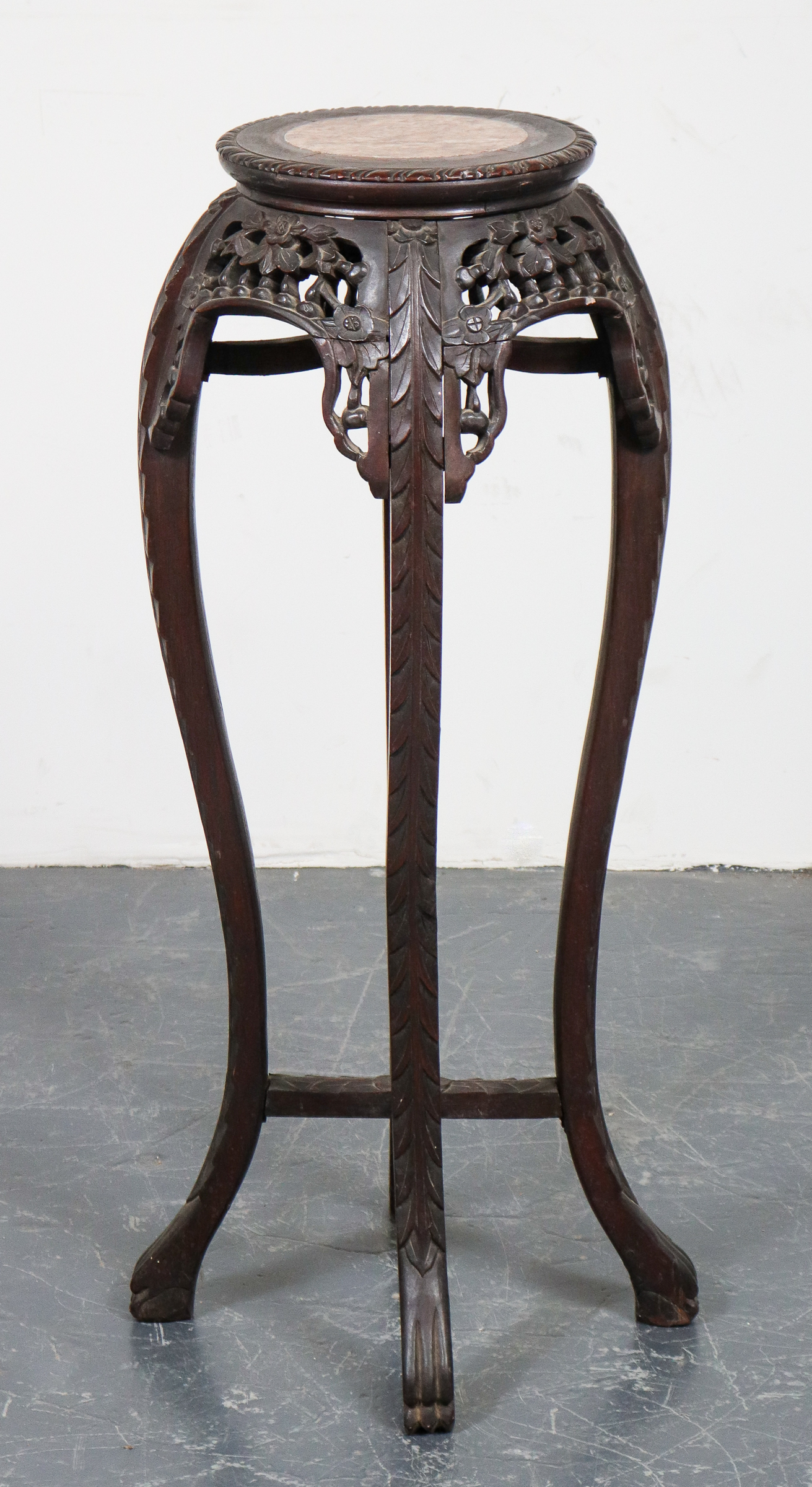 CHINESE CARVED WOOD & MARBLE