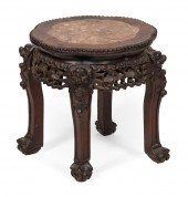 CHINESE CARVED WOOD TABORET LA