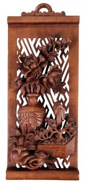 CHINESE CARVED WOODEN PANELwal
