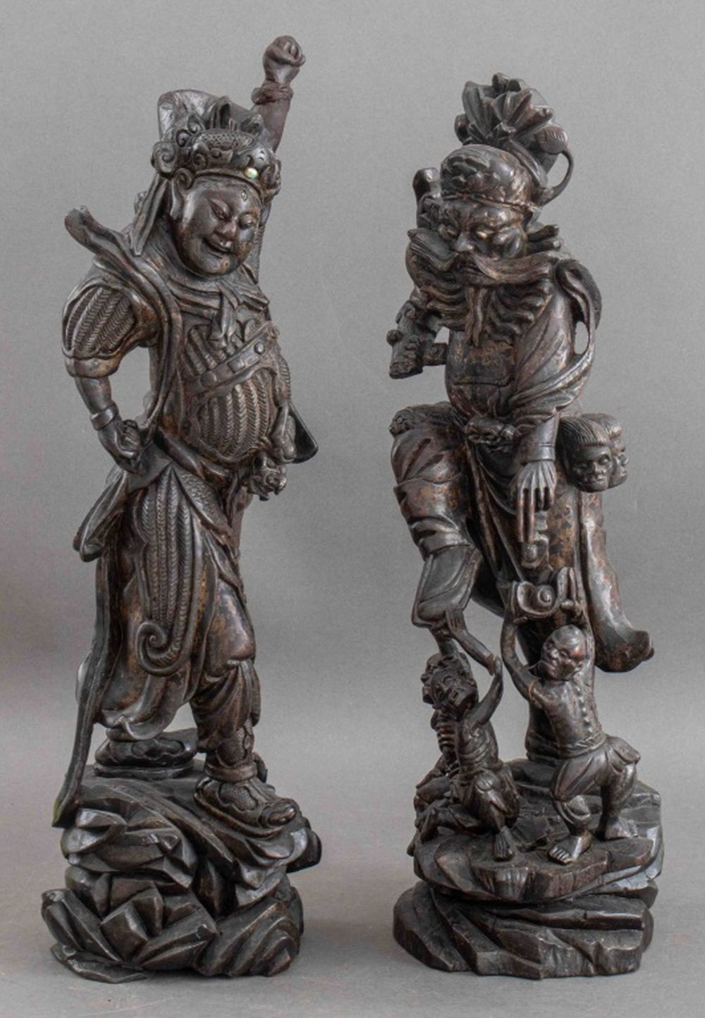 CHINESE CARVED WOODEN SCULPTURES OF