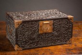 CHINESE CARVED ZITAN BOX, HIGH