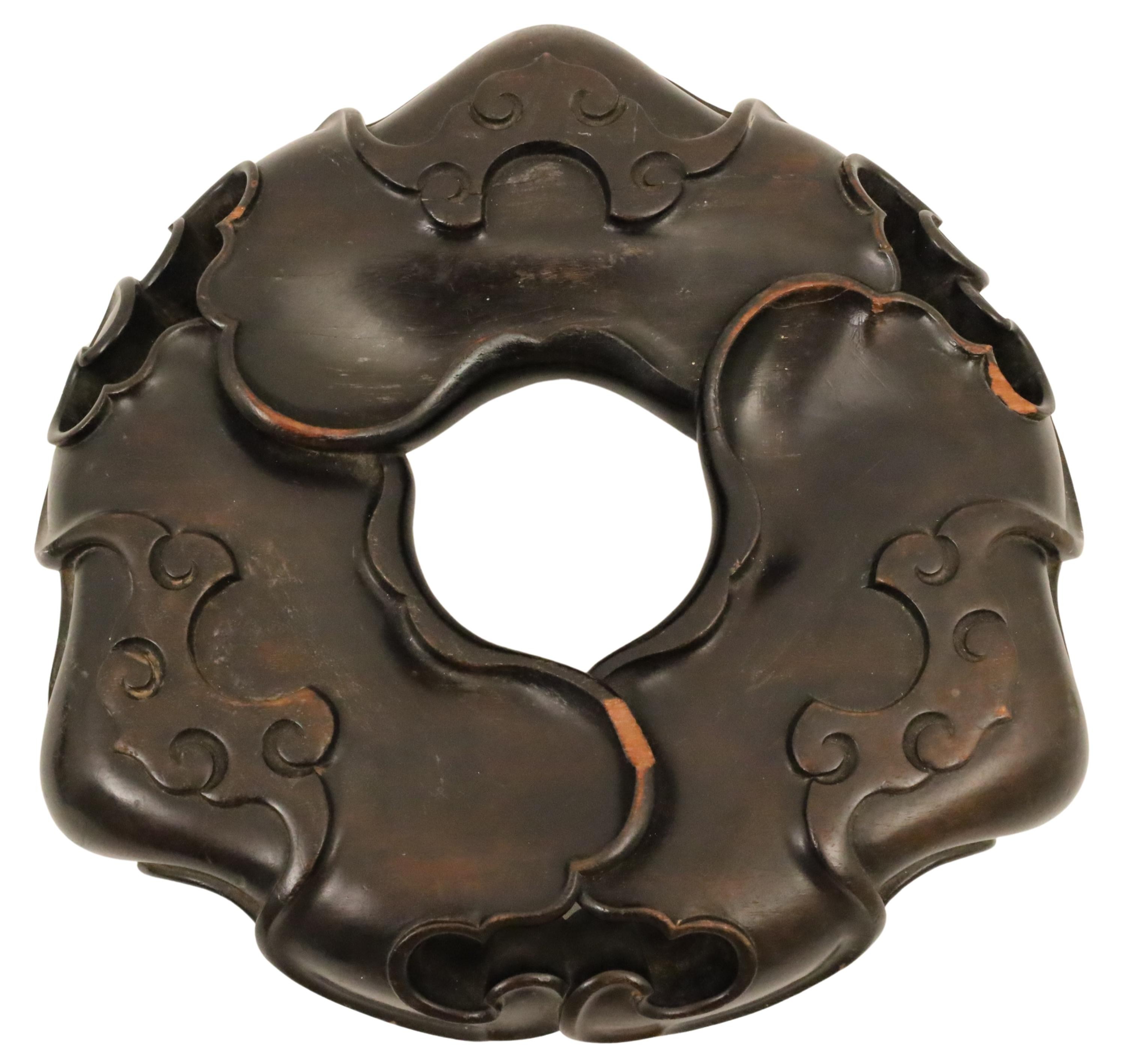 CHINESE CARVED ZITAN LONGEVITY