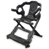 CHINESE CARVED ZITAN WOOD FOLD