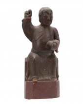 CHINESE CARVING OF A LOUHAN, W