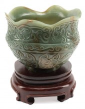 CHINESE CELADON AND RUSSET JAD