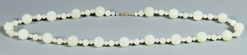 CHINESE CELADON BEADED JADE