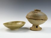 CHINESE CELADON BOWL & STEM BO