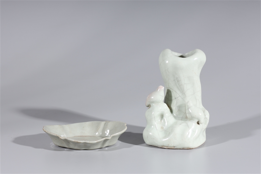 Chinese celadon candle holder;