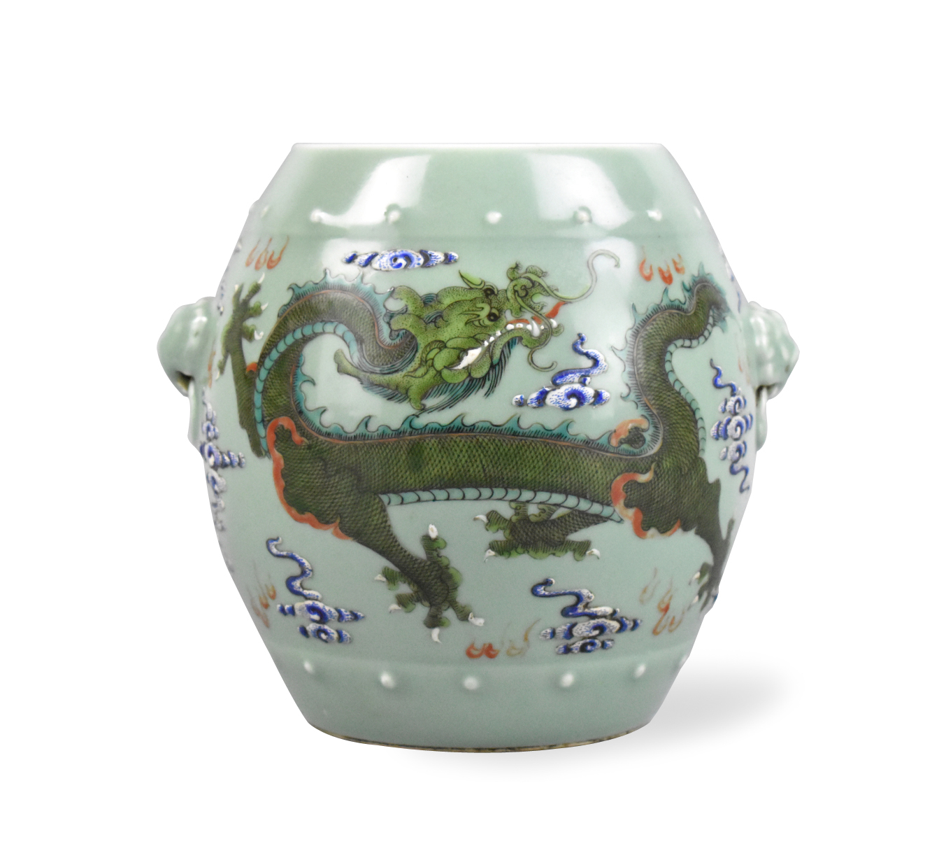 CHINESE CELADON FAMILLE ROSE DRAGON