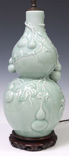 CHINESE CELADON-GLAZED DOUBLE-GOURD