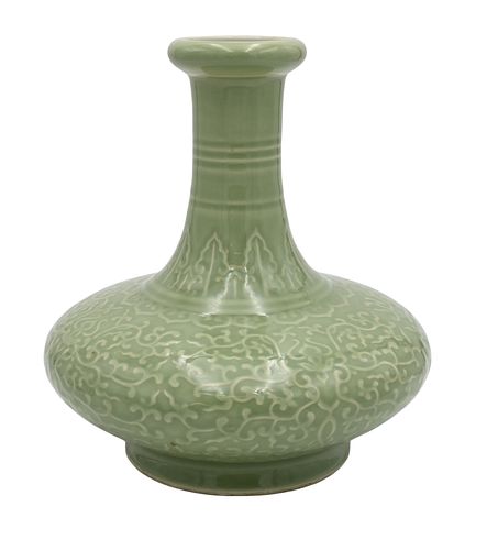CHINESE CELADON GLAZED SQUAT