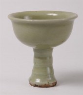 CHINESE CELADON-GLAZED STEM CU