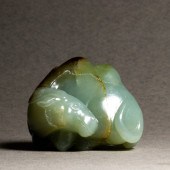 CHINESE CELADON JADE BACTRIAN
