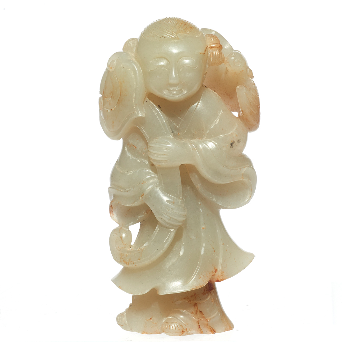 CHINESE CELADON JADE BOY FIGURE