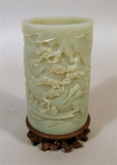 Chinese celadon jade brush pot