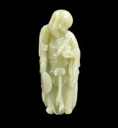 CHINESE CELADON JADE CARVED LU