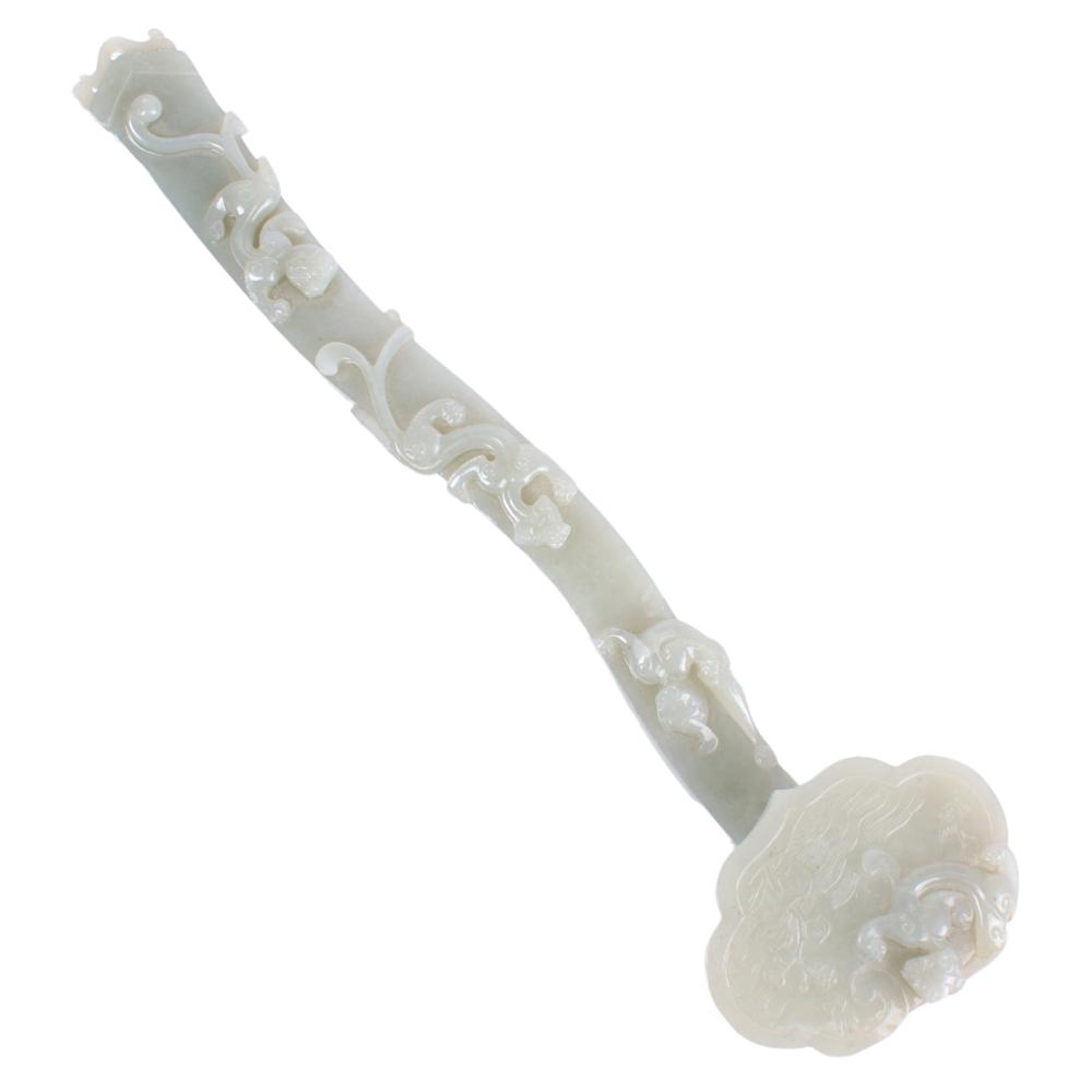 CHINESE CELADON JADE CARVED RUYI