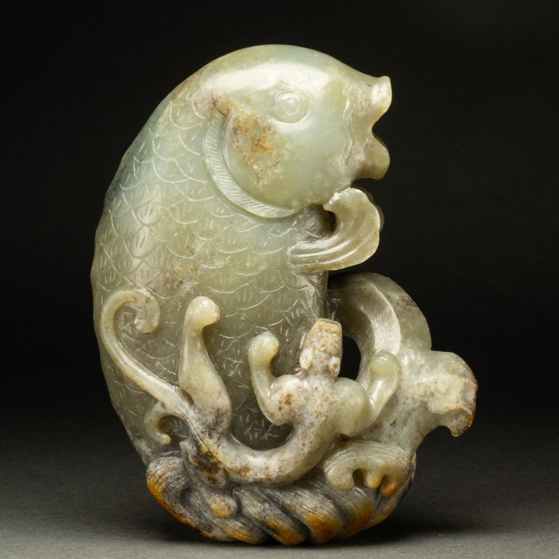 CHINESE CELADON JADE CARVING