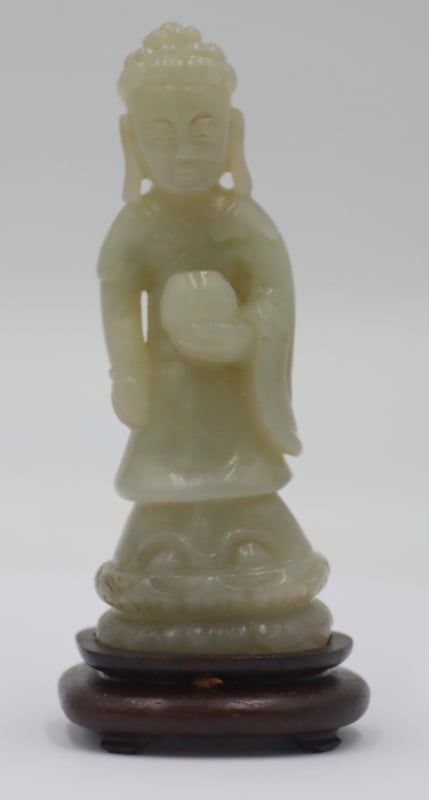 CHINESE CELADON JADE CARVING OF A