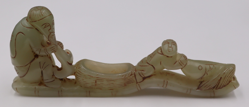 CHINESE CELADON JADE CARVING OF