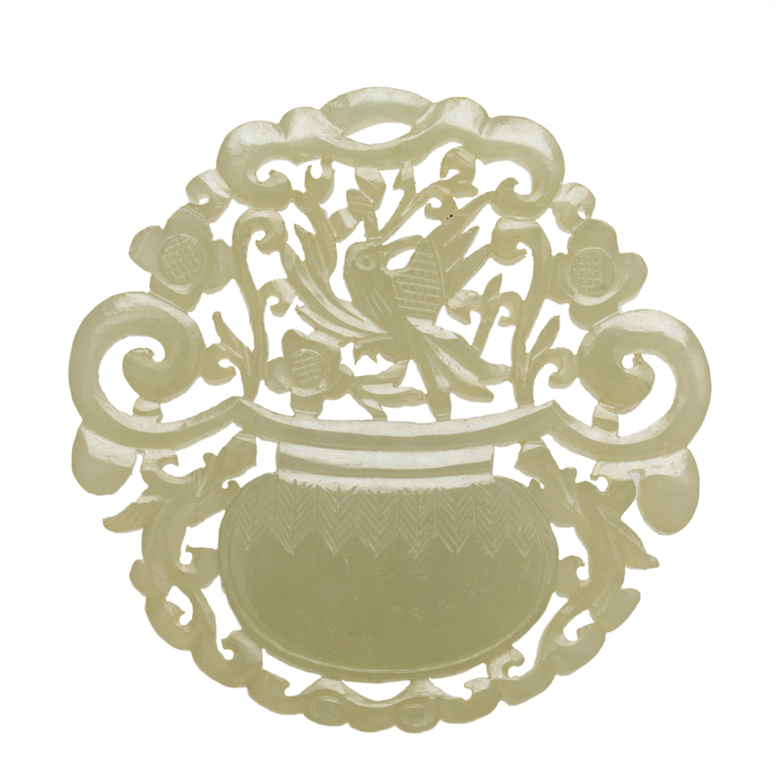 CHINESE CELADON JADE CIRCULAR