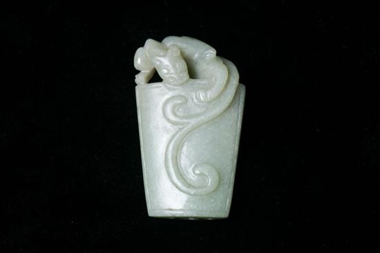 CHINESE CELADON JADE FIGURE OF