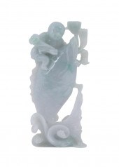 CHINESE CELADON JADE GOOD LUCK