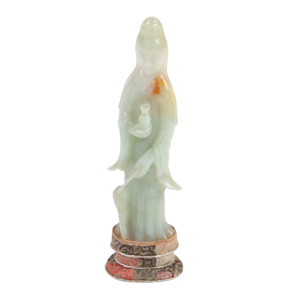 CHINESE CELADON JADE GUAN YIN