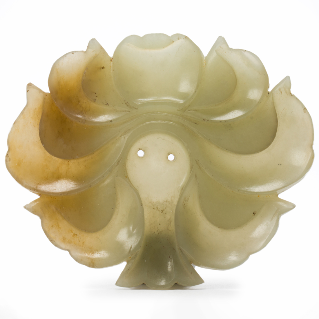 CHINESE CELADON JADE 'LOTUS' PLAQUE