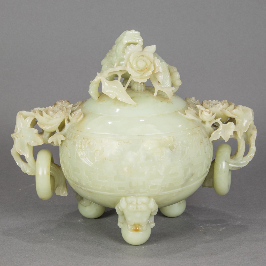 CHINESE CELADON JADE TRIPOD