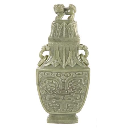 Chinese Celadon Jade Vase 	 
