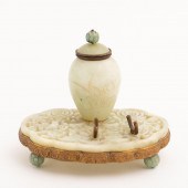 CHINESE CELADON NEPHRITE INKWE