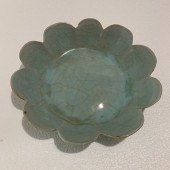 CHINESE CELADON PETAL RIM DISH