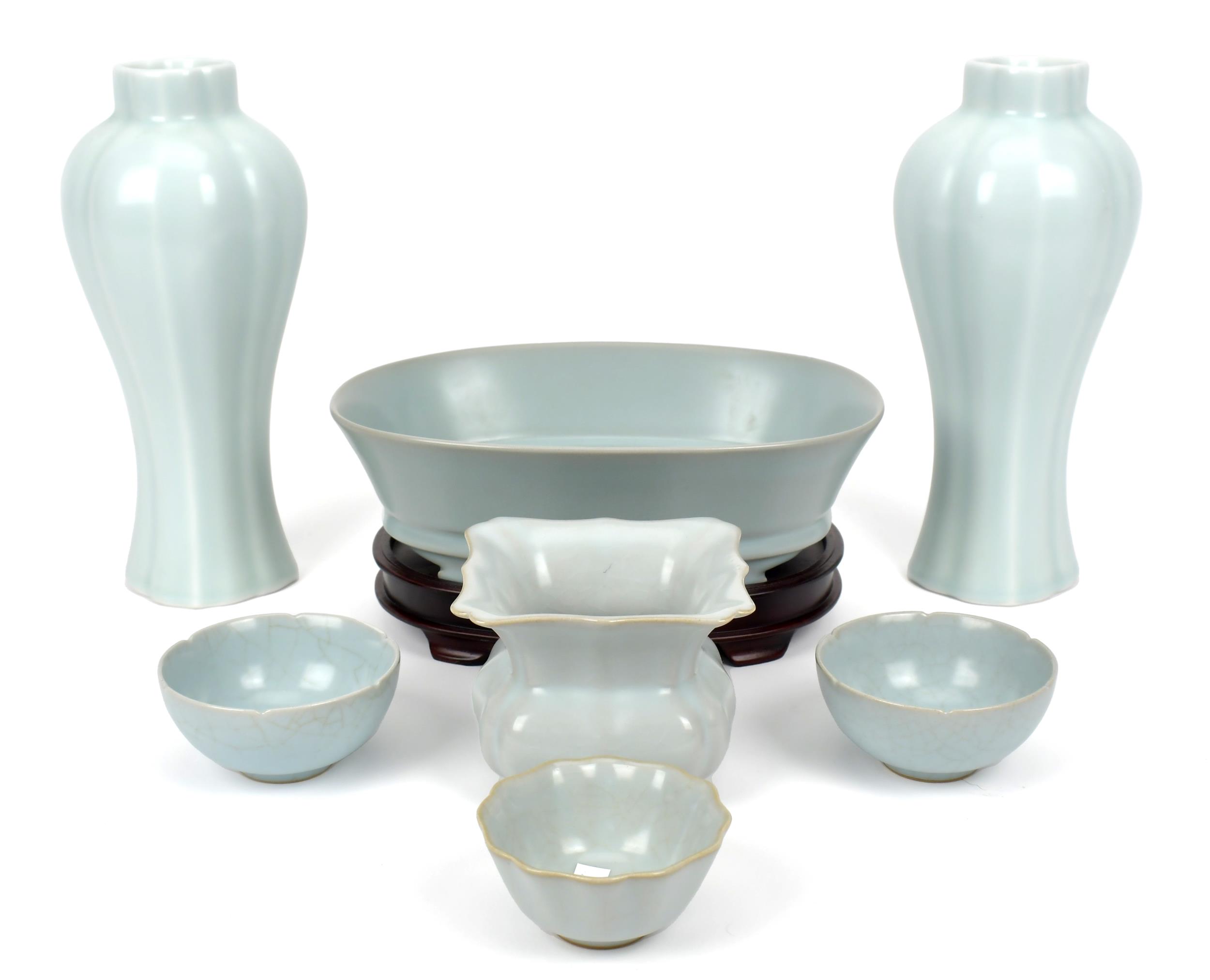 CHINESE CELADON PORCELAIN, 7 PCS. A