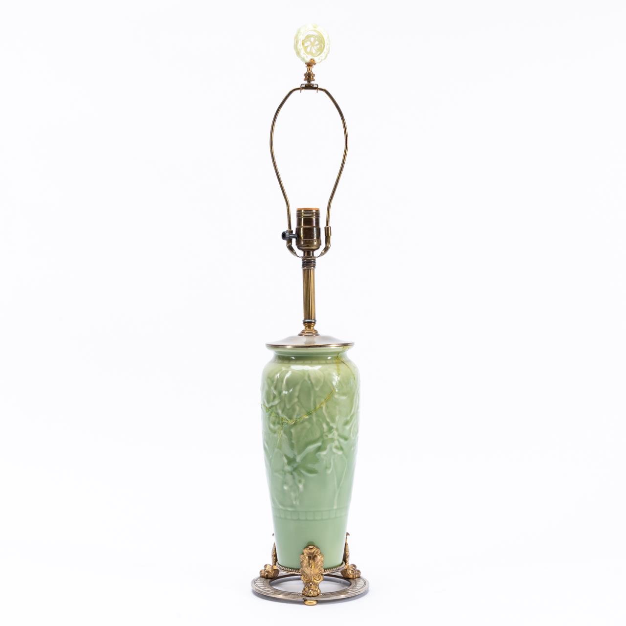 CHINESE CELADON VASE MOUNTED AS A