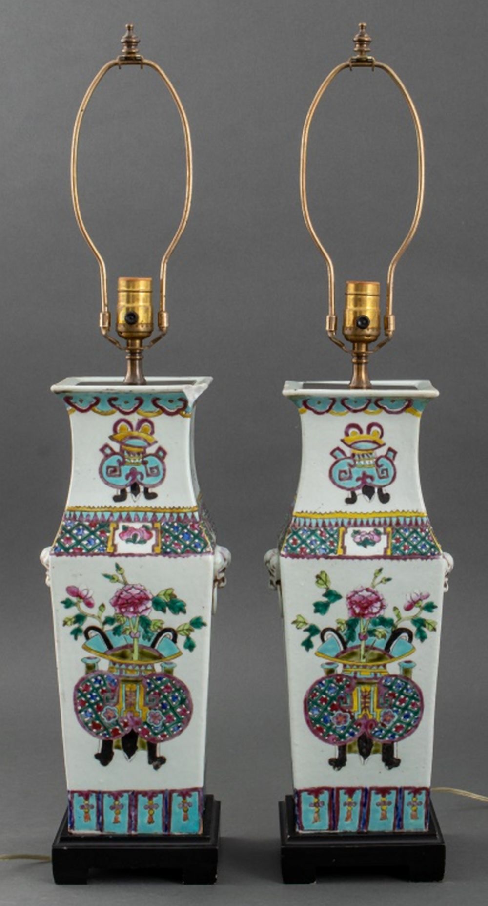 CHINESE CERAMIC VASES MOUNTED AS