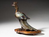 CHINESE CHAMPLEVE BRONZE BIRD