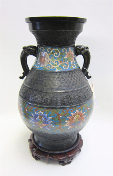 CHINESE CHAMPLEVE ENAMEL BRONZED