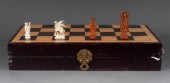 Chinese chess set with carved