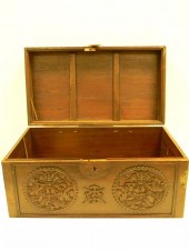 Chinese chest with relief carv