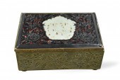CHINESE CINNABAR BOX INLAID W/