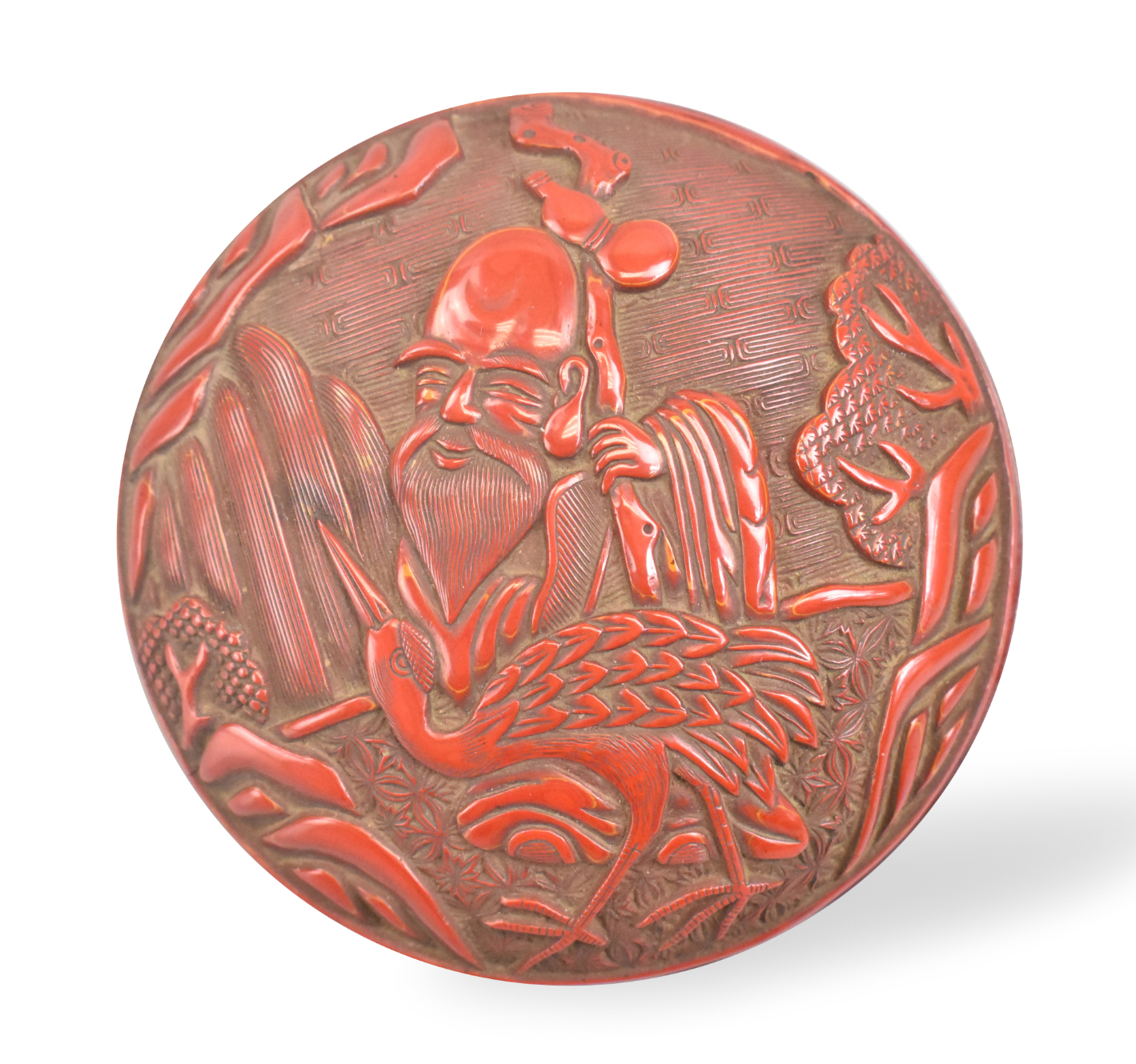 CHINESE CINNABAR CARVED COVERED BOX