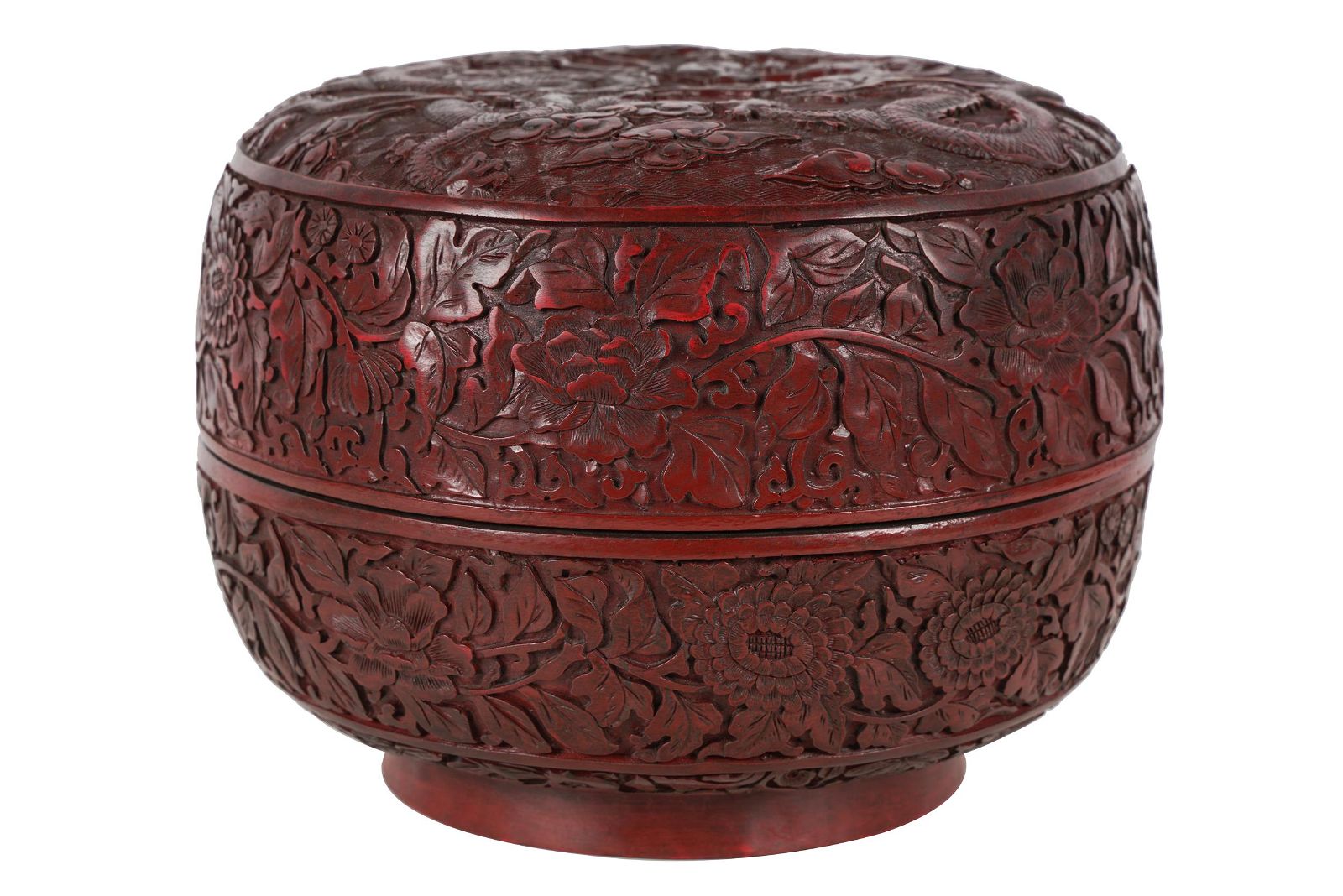 CHINESE CINNABAR COVERED BOXsix